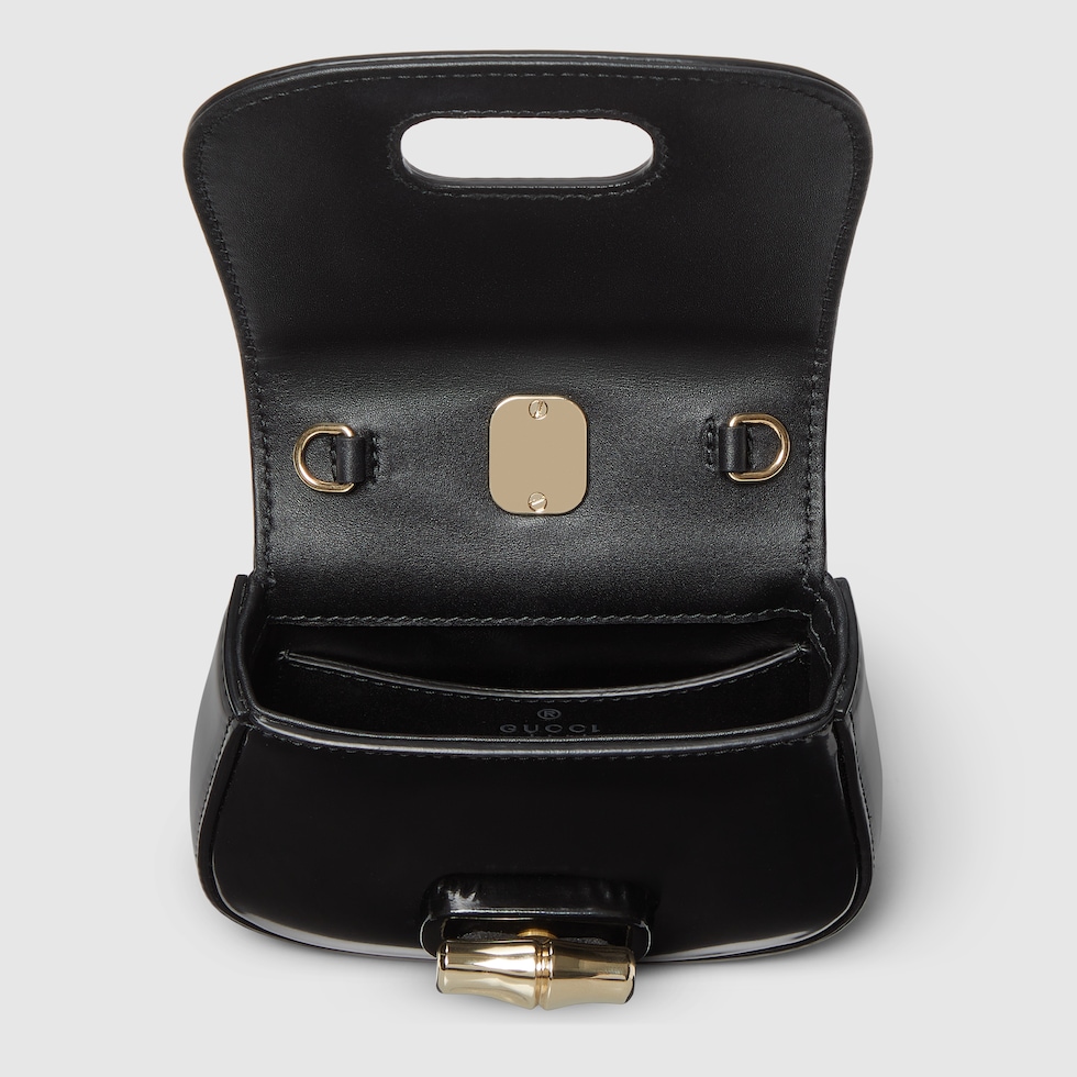 注目の新作♪【GUCCI】〔バンブー〕 ナイト スモールポーチ Gucci Bamboo Night nano bag in black leather | GUCCI® US