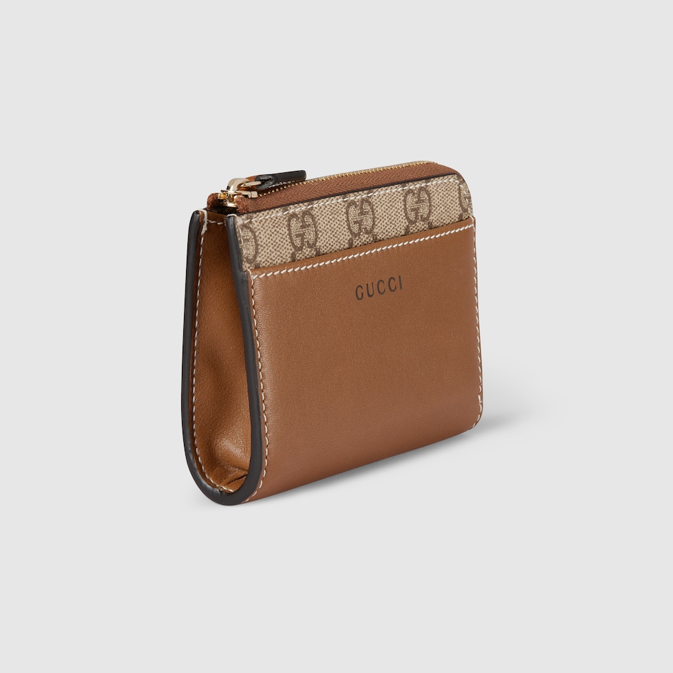 GGエンブレム〕ジップ カードケースブラウン レザー | GUCCI公式