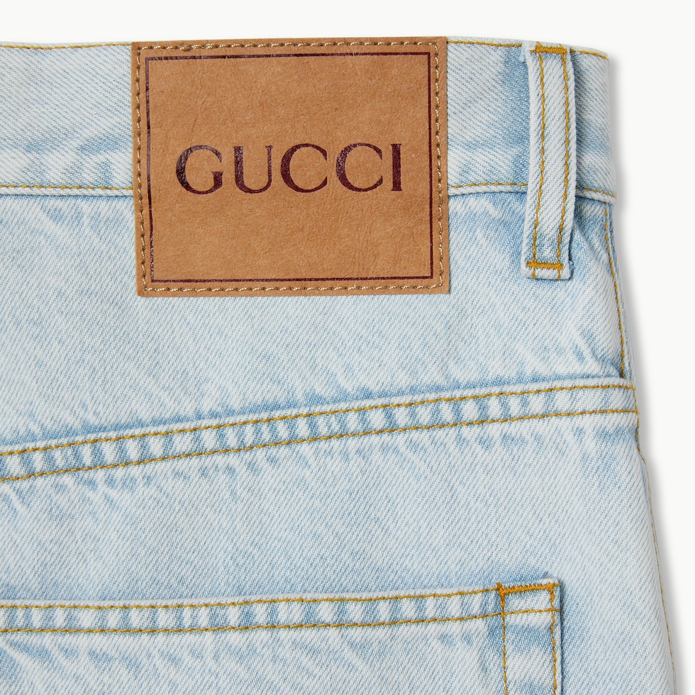 レーザー デニム ショートパンツライトブルー | GUCCI公式