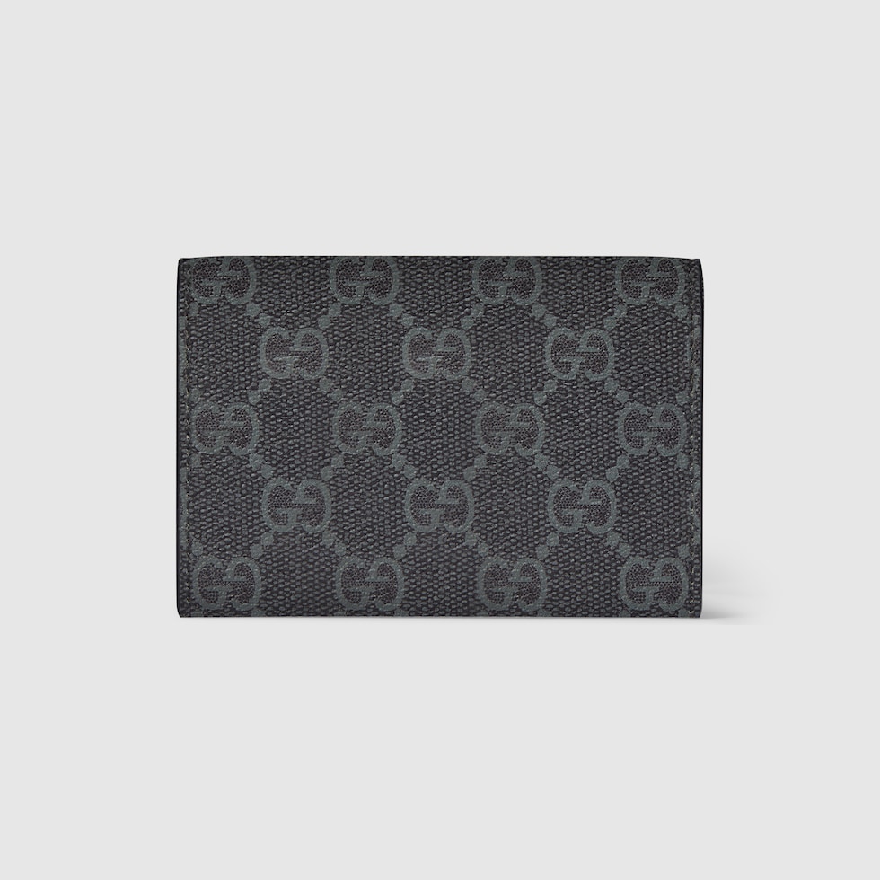 GG Emblem card case in black fabric | GUCCI® CA