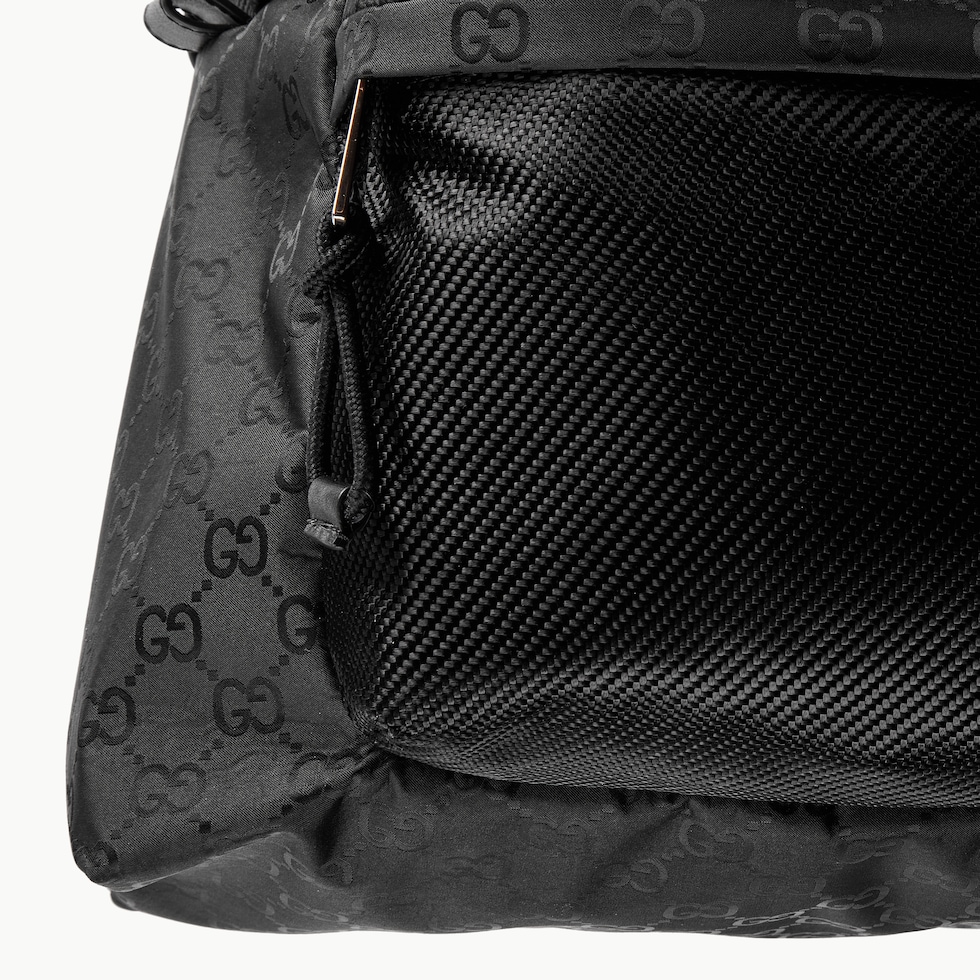GUCCI ブラックナイロンバッグ Gucci Nylon Monogram 2-Way Tote Black Detachable Strap Top