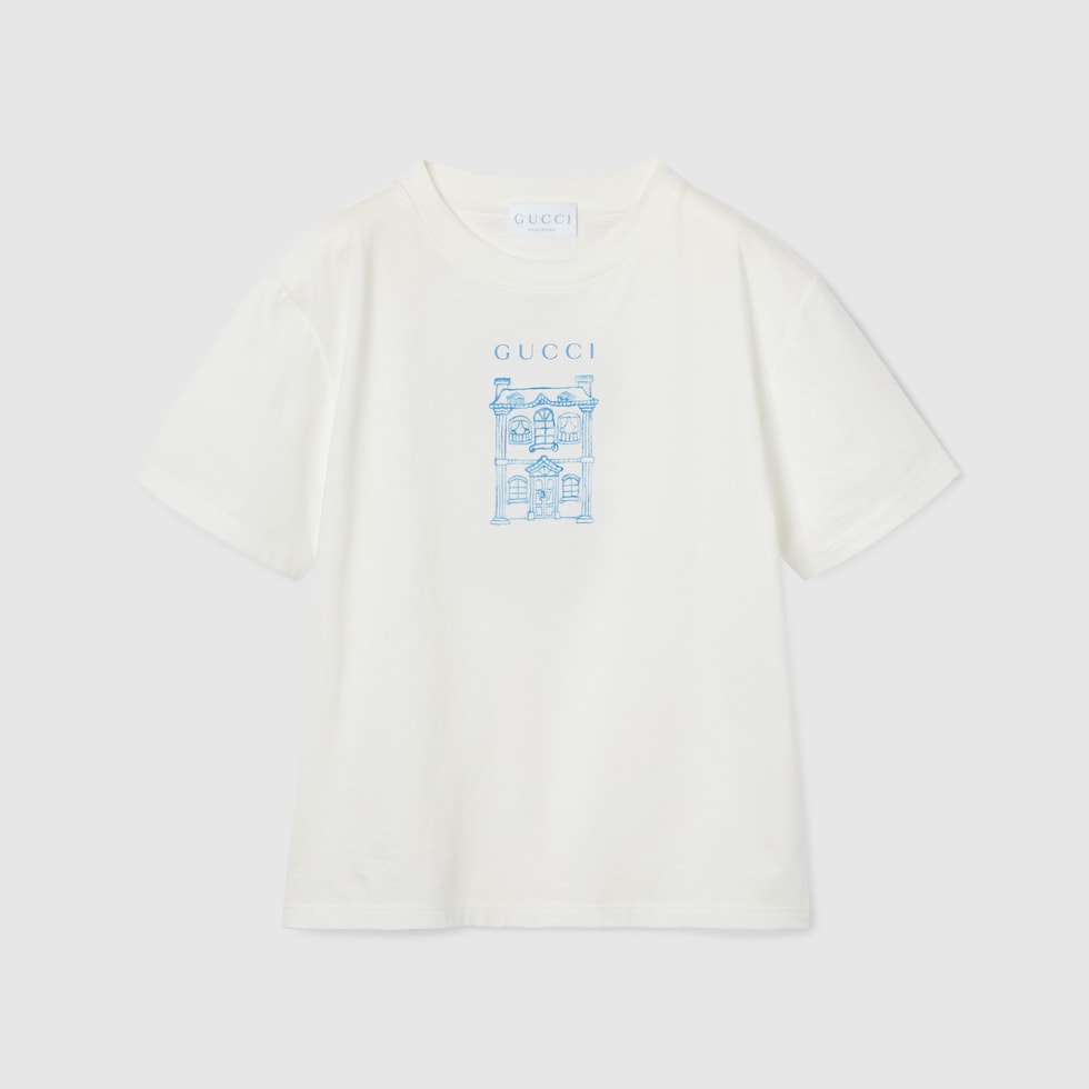 グッチ　キッズ　半袖　Tシャツ　プリント　ロゴ　120cm チルドレンズ〕プリント コットン Tシャツブラック | GUCCI公式