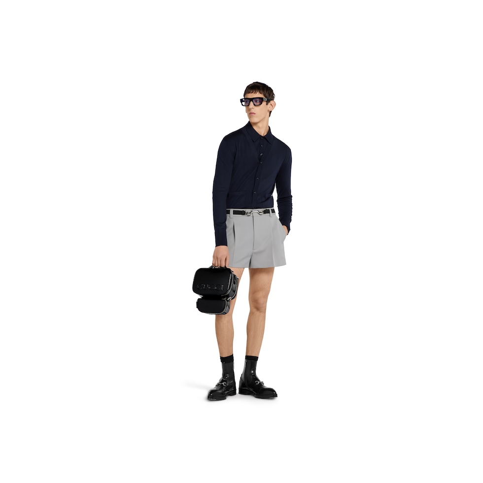 Wool sweater with GG intarsia in navy and blue ombré | GUCCI® US