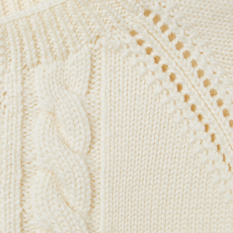 ベビー〕ウェブ付き ウール カーディガン ・ホワイト | GUCCI公式