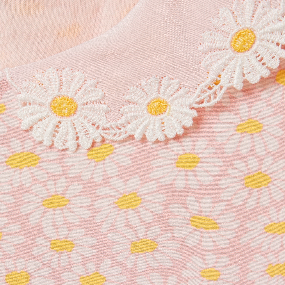 GUCCI クレープ ミニドレス チルドレンズ〕プリント シルククレープ ドレスライトピンク