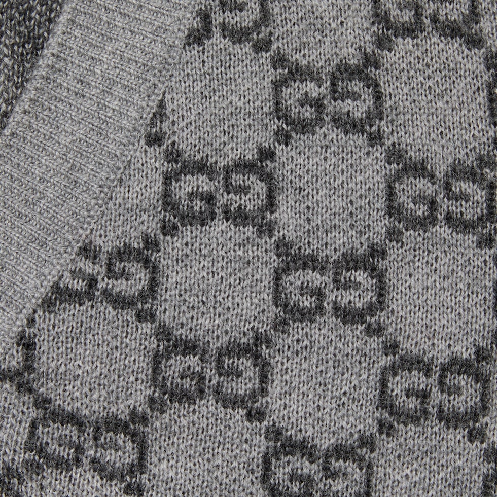 ベビー〕GGウール ジャカード カーディガン ・グレー＆ダークグレー