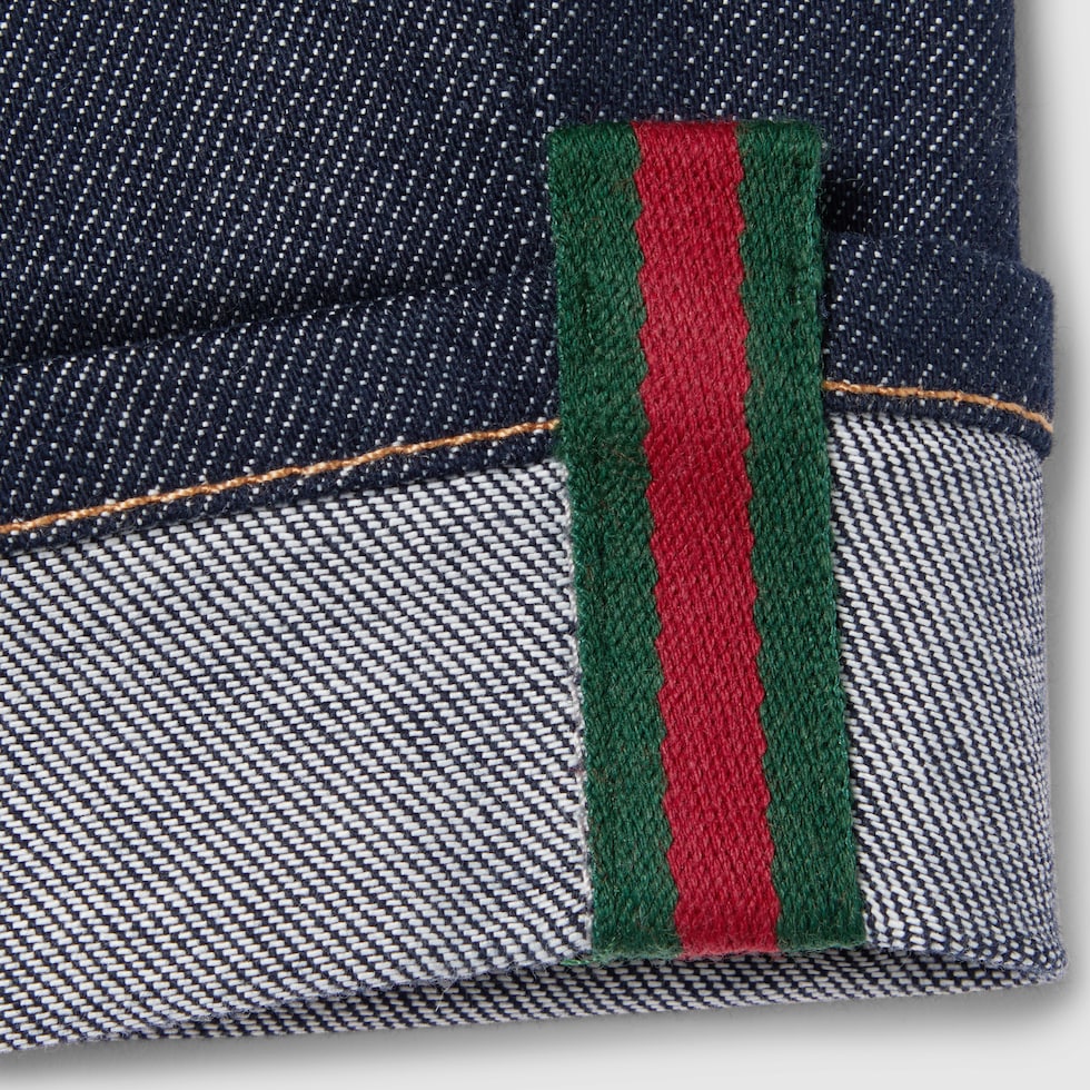 ベビー〕ウェブ ストライプ デニム パンツダークブルー | GUCCI公式