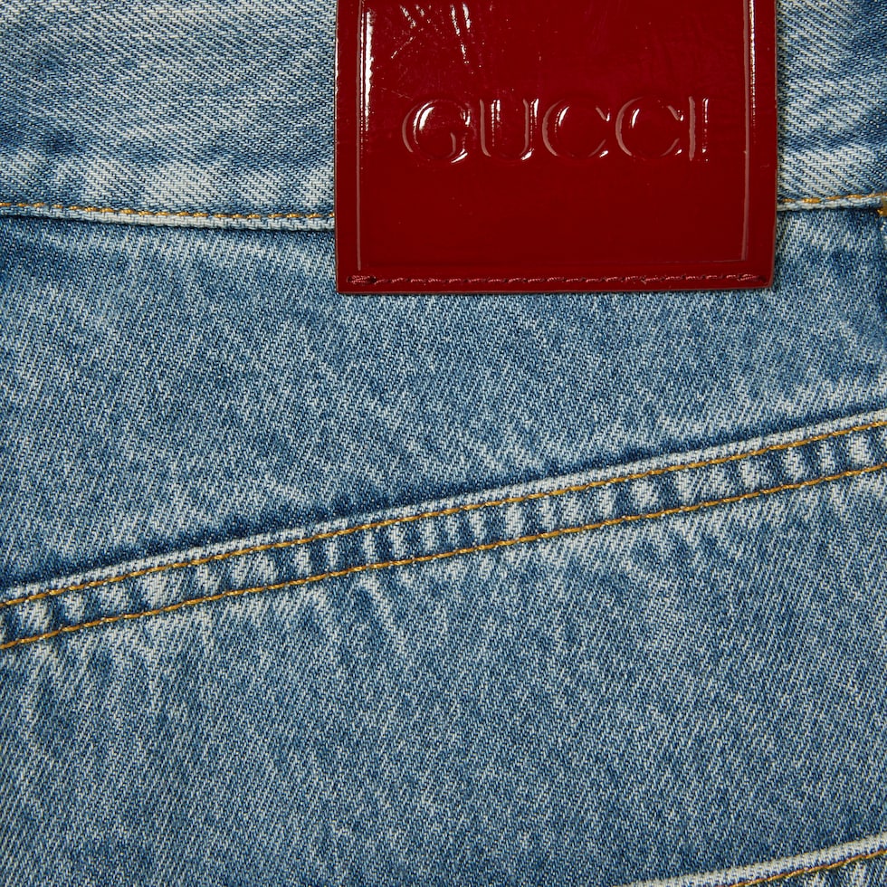 Baggy denim pant in light blue | GUCCI® US