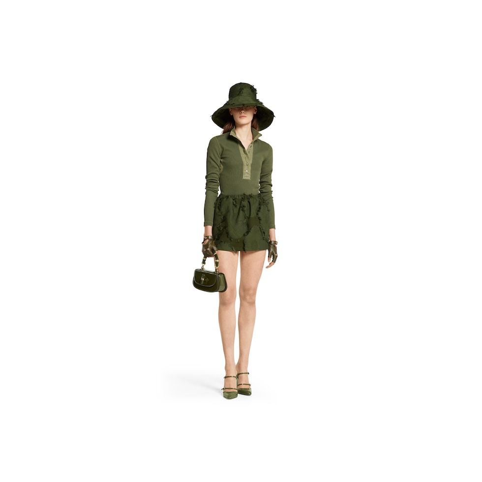 Cotton rib long-sleeve T-shirt in forest green | GUCCI® US