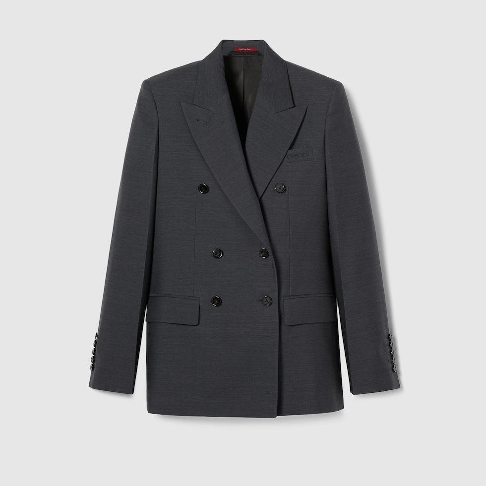Manteau Double Boutonnage Conbipel - Simili Laine Gris Argenté, Taille 42, Occasion Très Bon état
