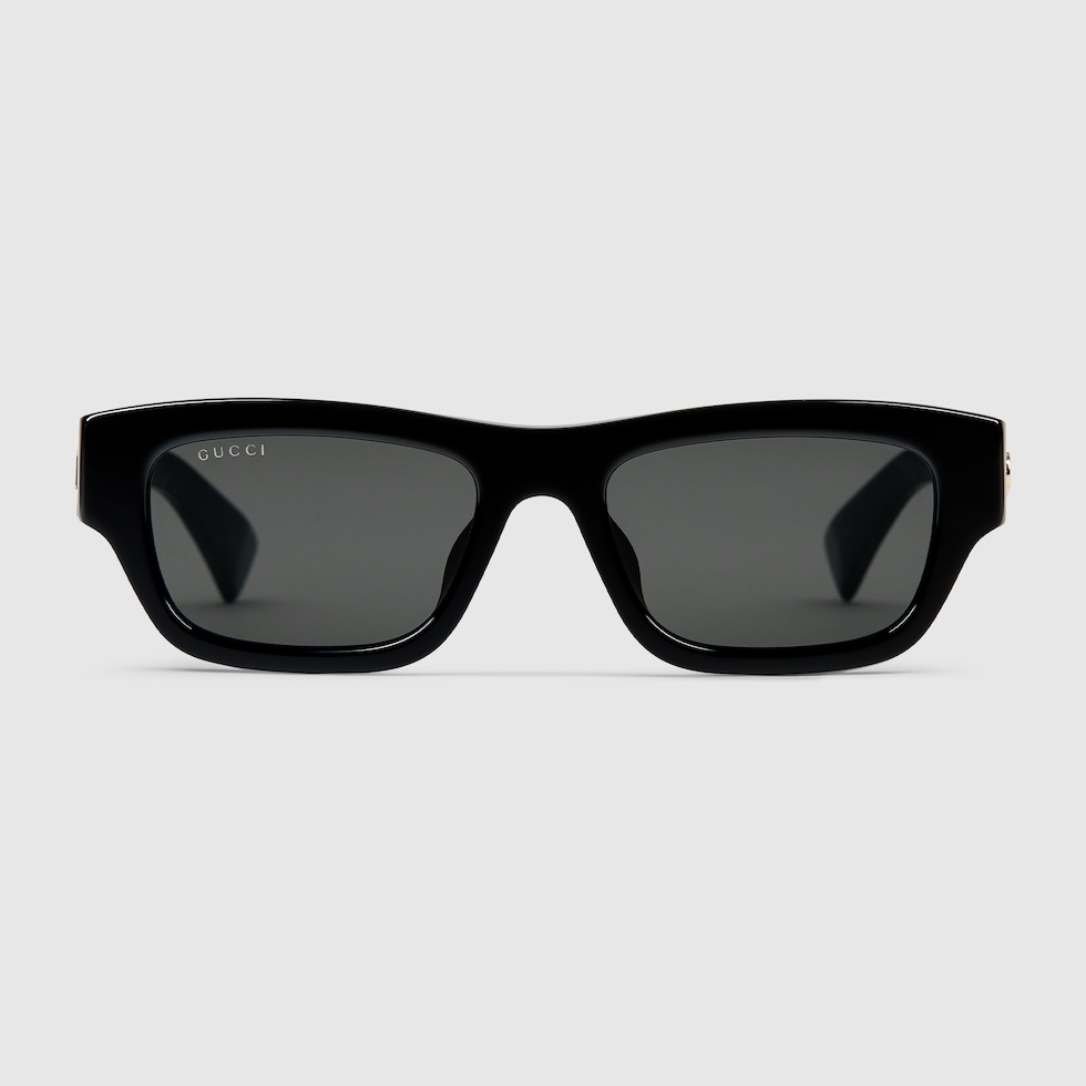 Low nose bridge fit rectangular sunglasses in black | GUCCI® SG