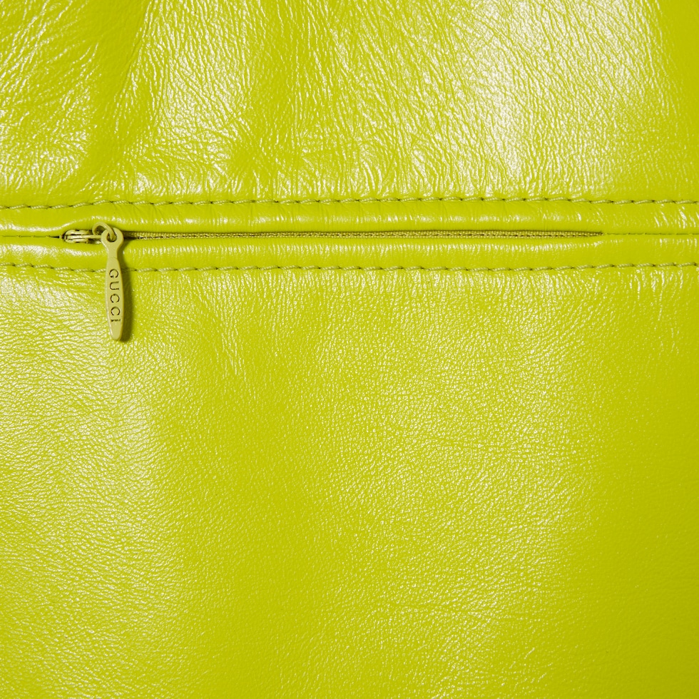 Shiny leather boxy jacket in lime green | GUCCI® US