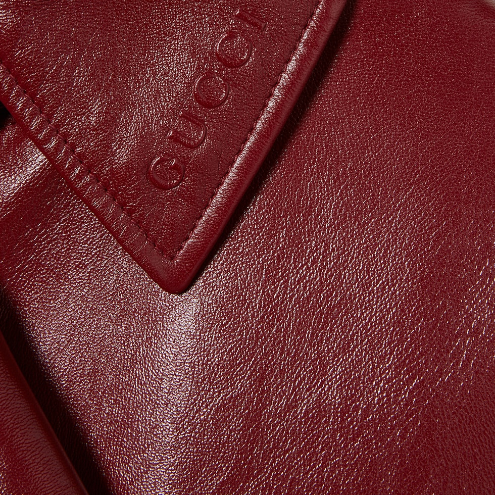 シャイニーレザー ダブルブレスト コート ・グッチ ロッソ アンコーラ