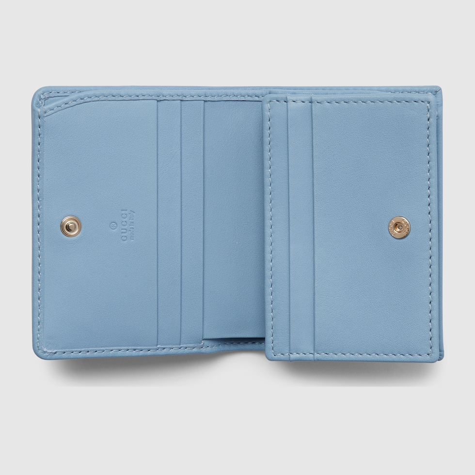 GG Emblem small wallet in light blue coated fabric | GUCCI® US