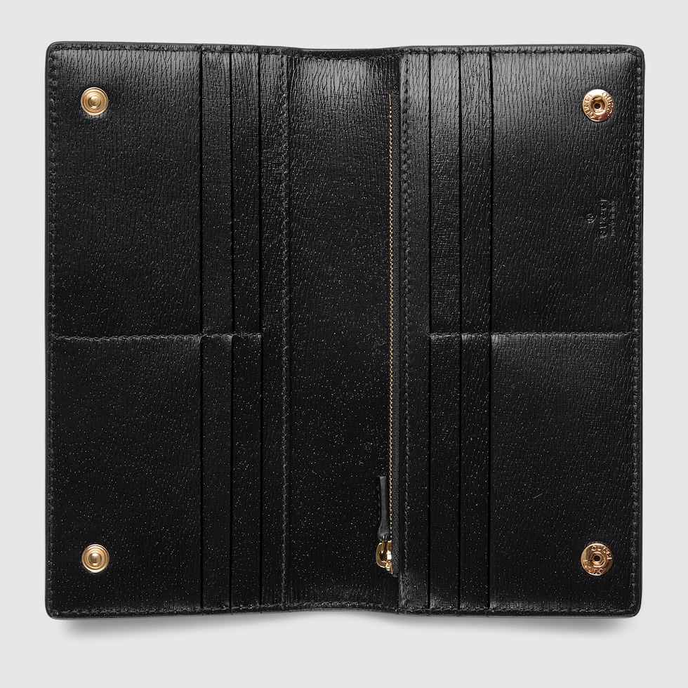 長財布 Gucci Black Leather Continental Wallet Continental wallet with Gucci script in black leather