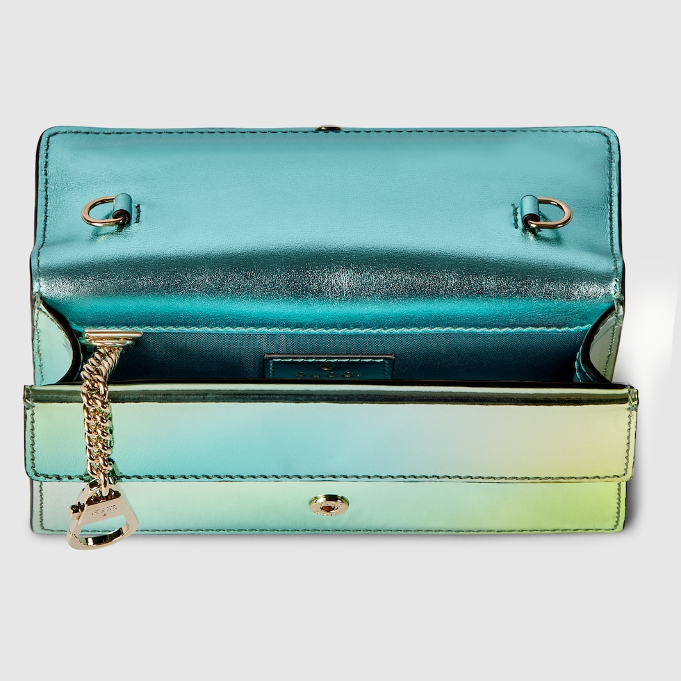 Dionysus mini shoulder bag in green and multicolor leather