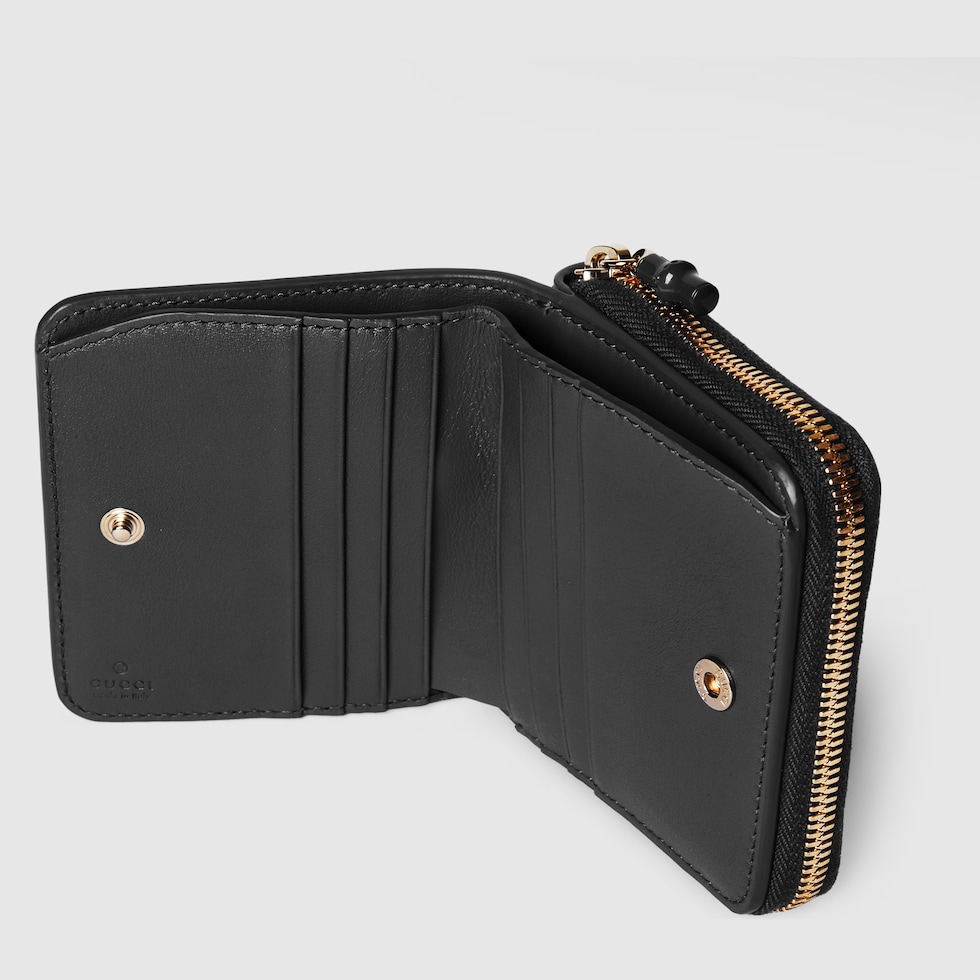 正規店買付【GUCCI】GG Bamboo black leather medium wallet Medium Double G wallet with bamboo in black leather | GUCCI® US