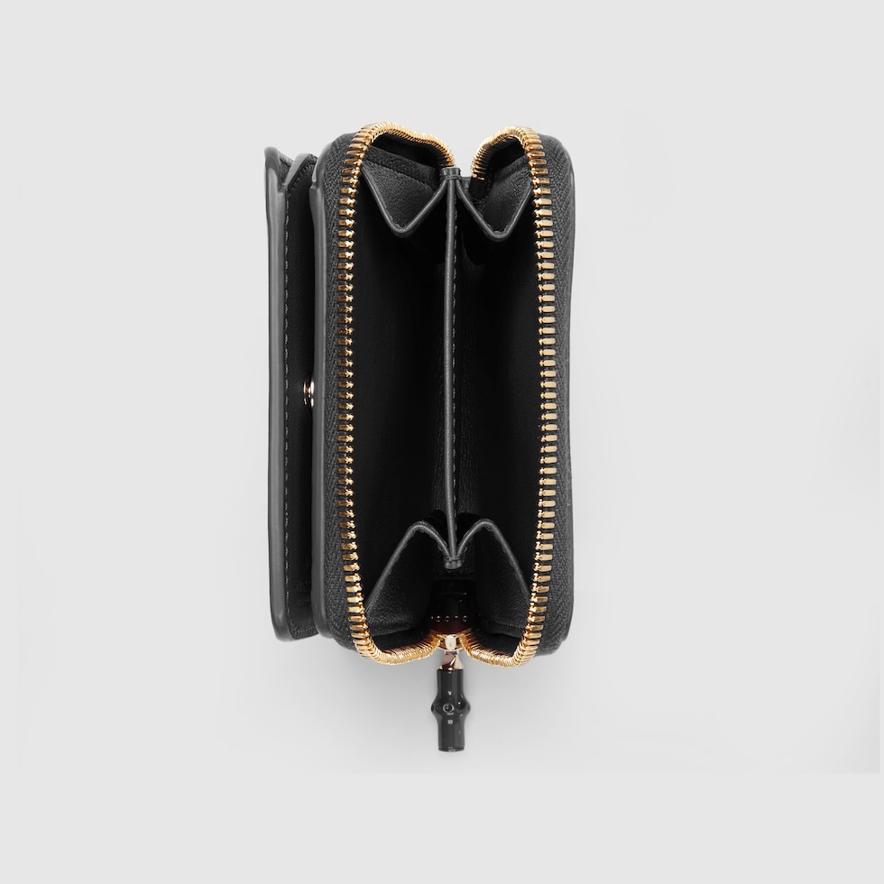 正規店買付【GUCCI】GG Bamboo black leather medium wallet Medium Double G wallet with bamboo in black leather | GUCCI® US