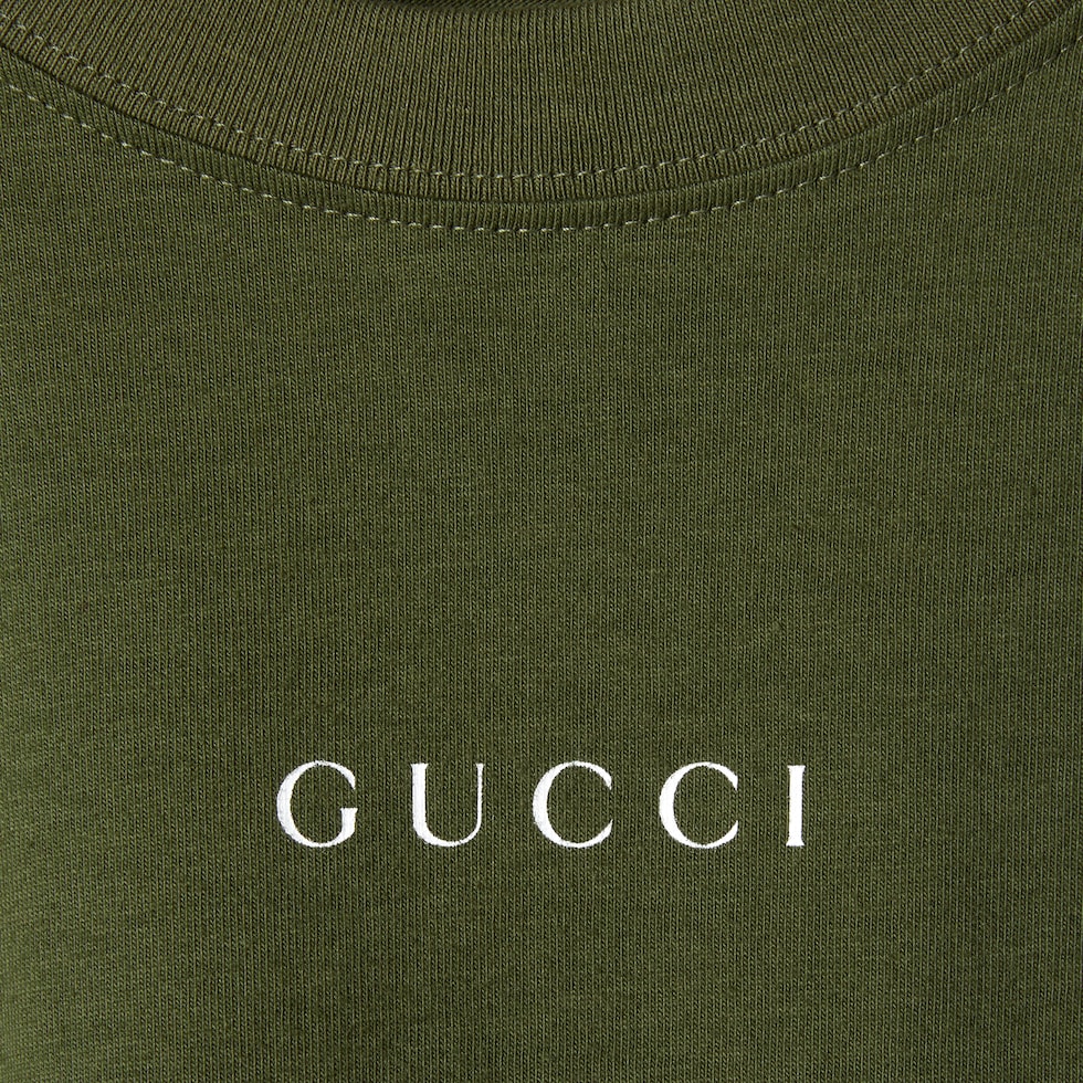 パーカー・フーディ GUCCI Men T Shirts 821084XKEPG 3316 GREEN Gucci SS21 1921 Series Alphabet Printing Casual Short Sleeve