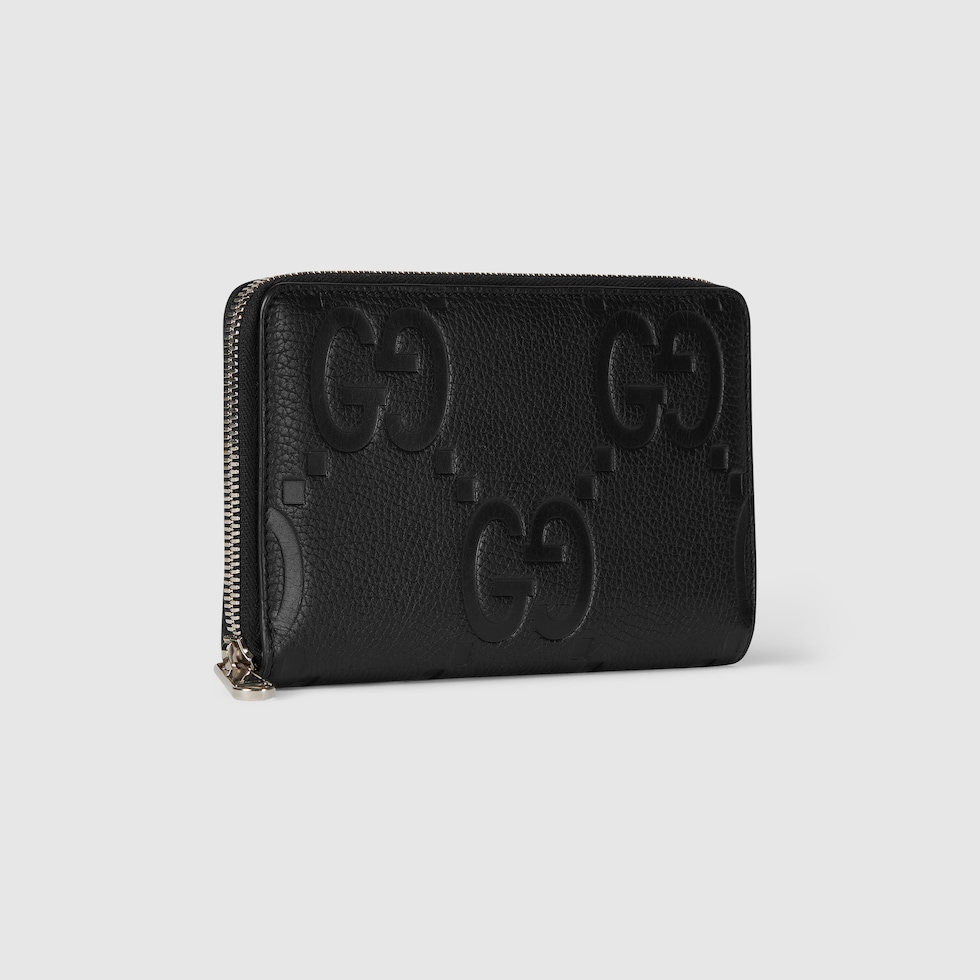 GG Jumbo travel document case in black jumbo GG leather