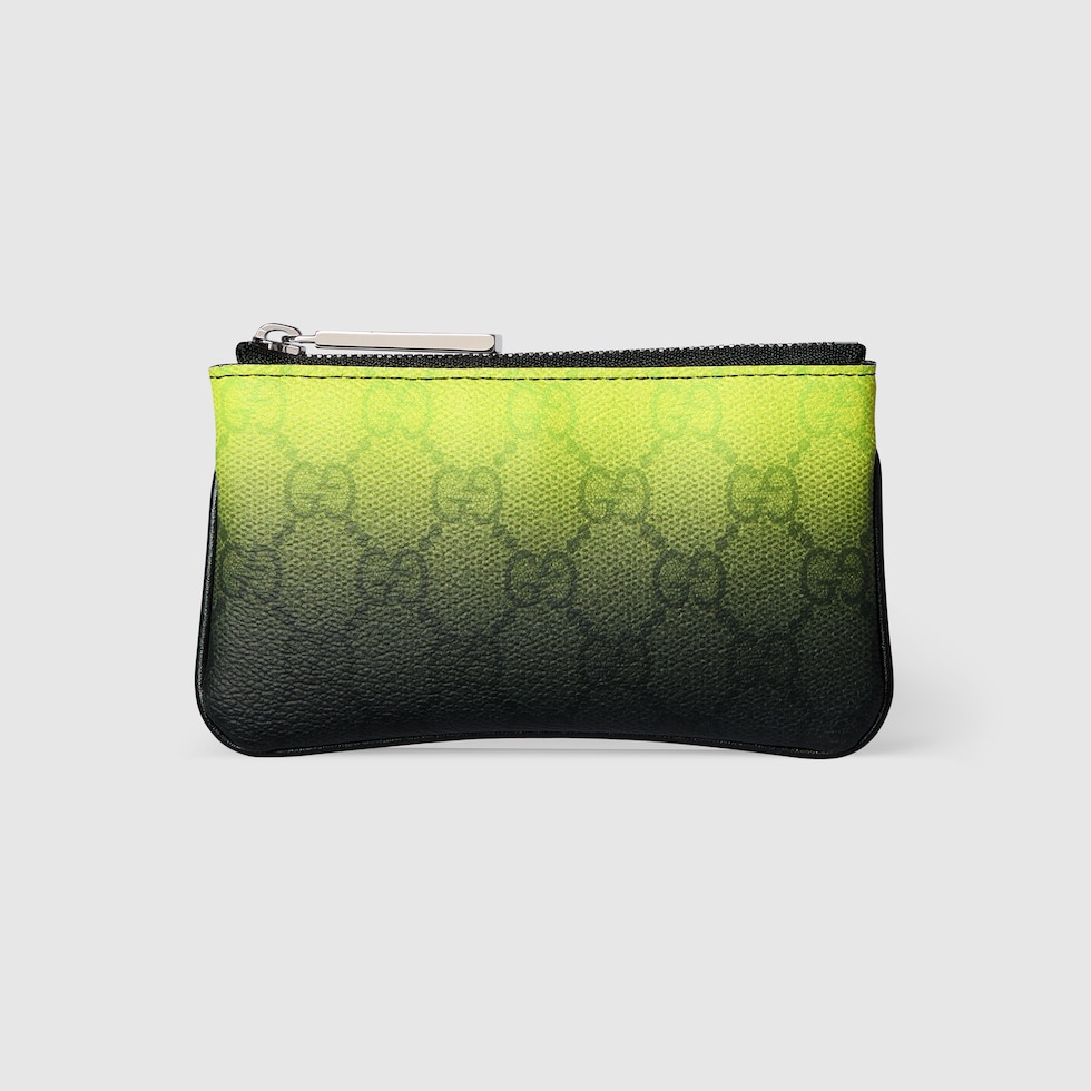 GUCCIキーポーチ GGエンブレム〕キーポーチ ・ベージュ＆ダークブラウン