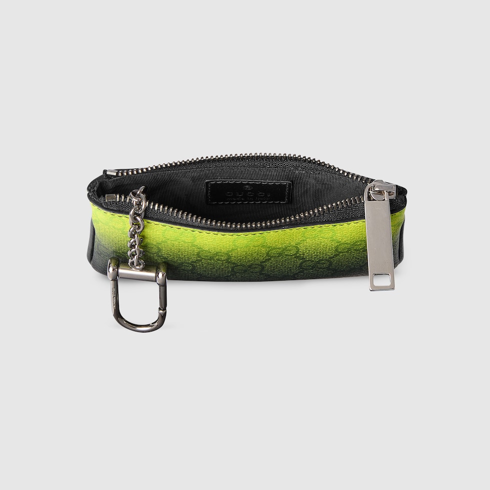 GUCCIキーポーチ グッチ クロマ〕キーポーチ ・ライム＆ブラック ファブリック