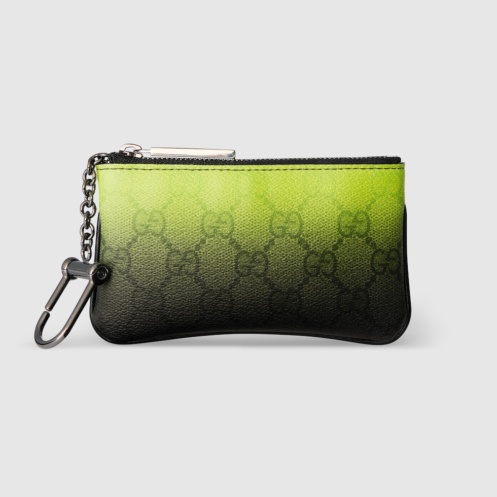 グッチ クロマ〕キーポーチ ・ライム＆ブラック ファブリック