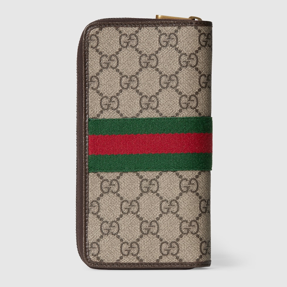 Gucci Wallet Purse Long Wallet Beige Green Woman Authentic