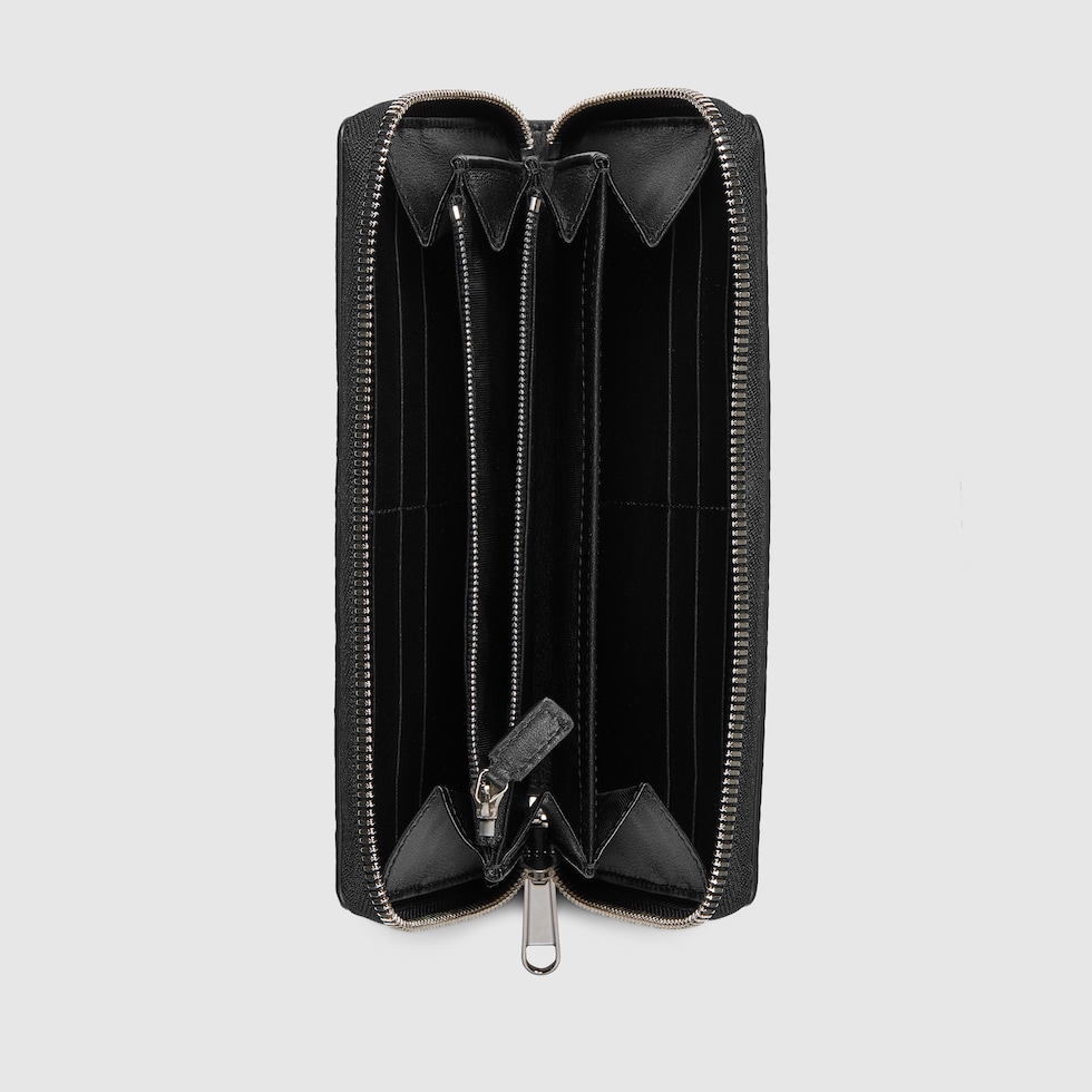 グッチ インプリント〕ジップアラウンドウォレット ・ブラック GG