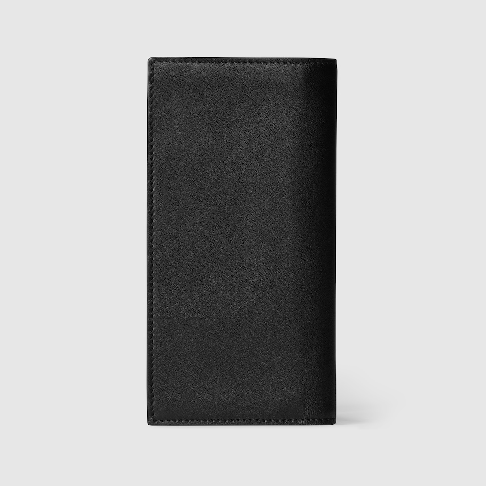 現行✨️グッチ ファブリックロングウォレット 長財布 GG レザー 黒 ビジネス グッチ インプリント〕ロングウォレット ・ブラック GGレザー