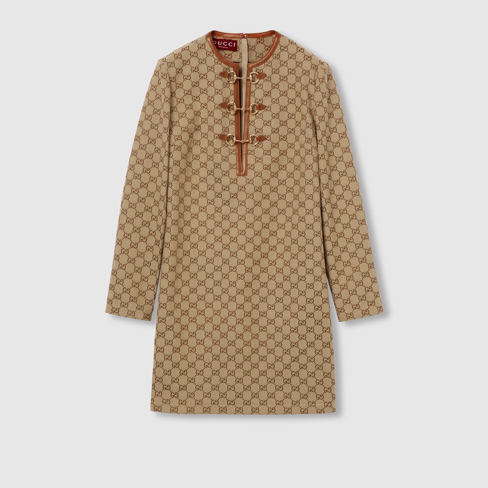 ホースビット付き GGキャンバス ドレス ・キャメル＆ダークブラウン