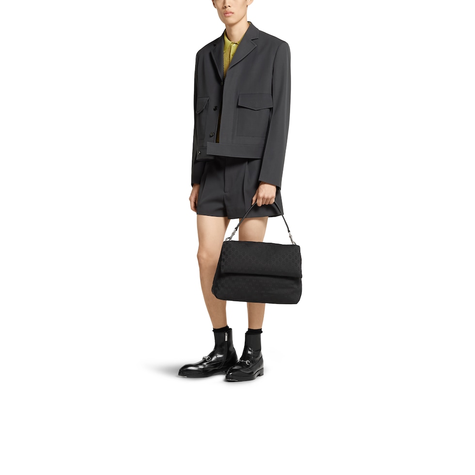 GG canvas large crossbody bag in black canvas | GUCCI® US