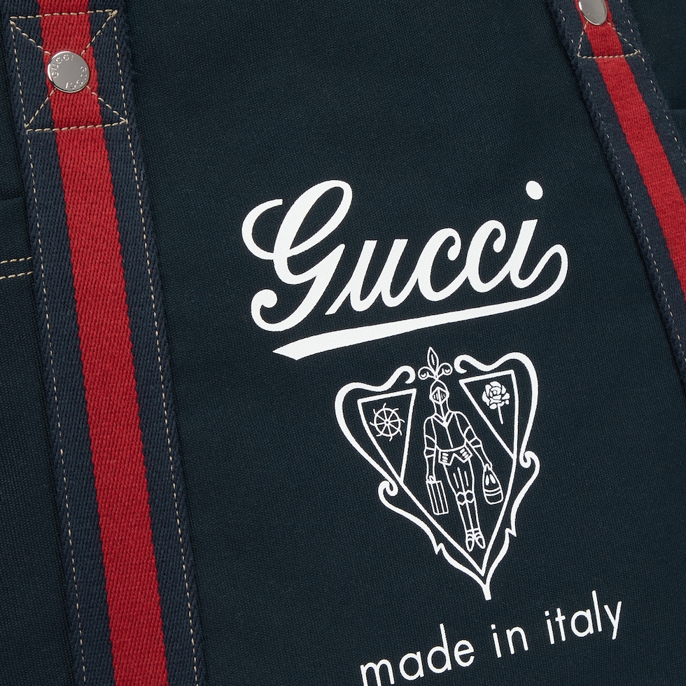 トートバッグ GUCCI MIDNIGHT BLUE CANVAS SHOPPING BAG Printed canvas large tote bag in dark blue canvas | GUCCI® US