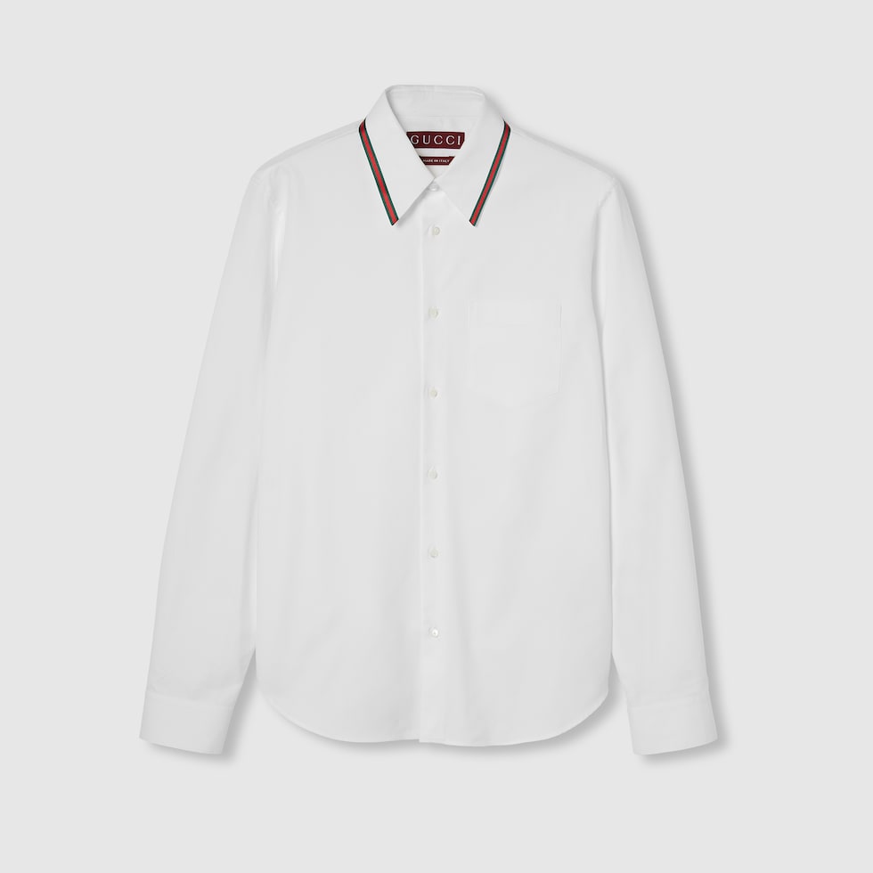 Oxford cotton shirt with Web in white | GUCCI® US