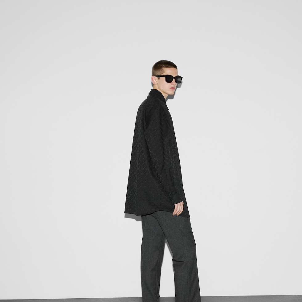 タイムセール【GUCCI】ブラック長袖クロップドシャツ/グッチ タイムセール【GUCCI】ブラック長袖クロップドシャツ/グッチ