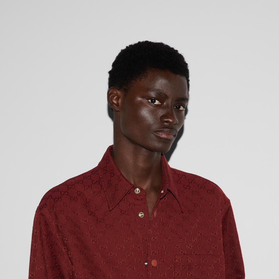 GG canvas shirt in Rosso Ancora red | GUCCI® US