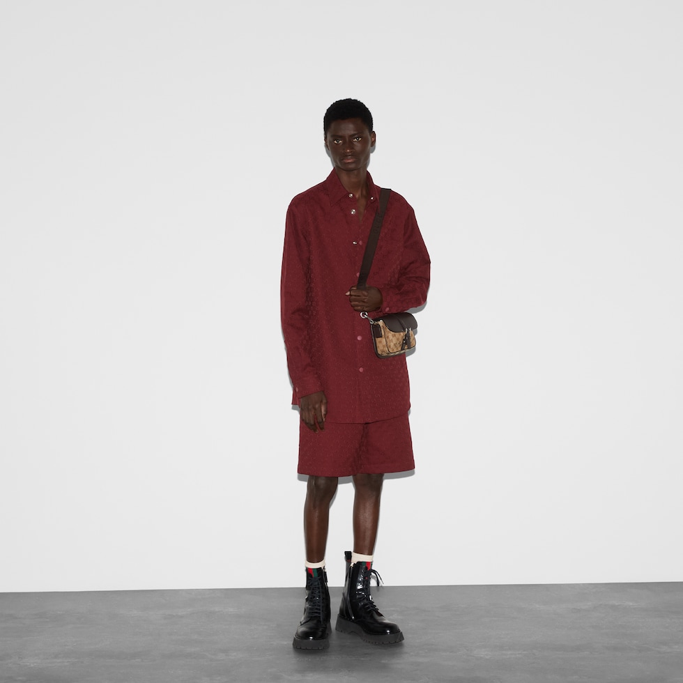 GG canvas shirt in Rosso Ancora red | GUCCI® US
