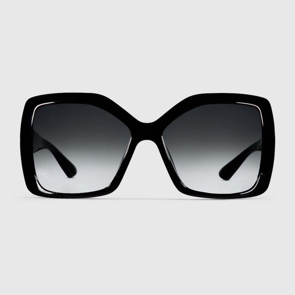 Gucci Men's Half-Rim Acetate/Metal Round Sunglasses
