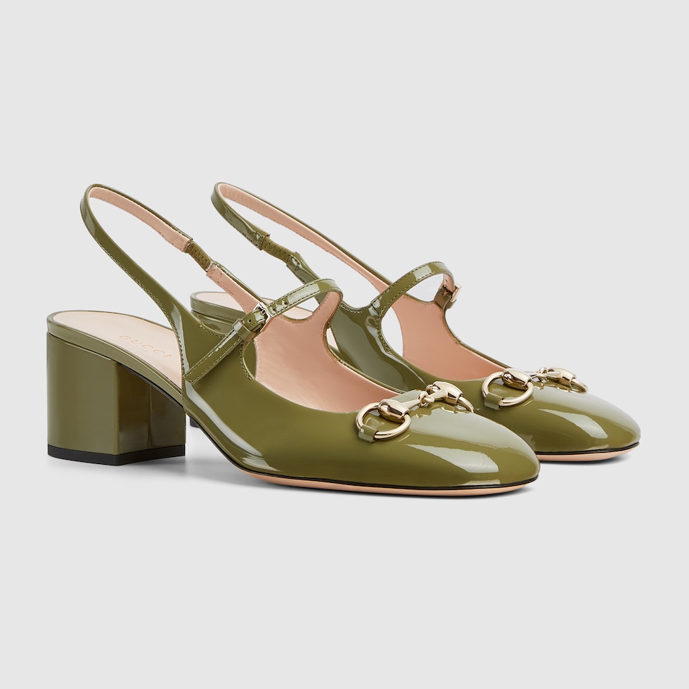 Women's Horsebit pump in dark green patent leather | GUCCI® US