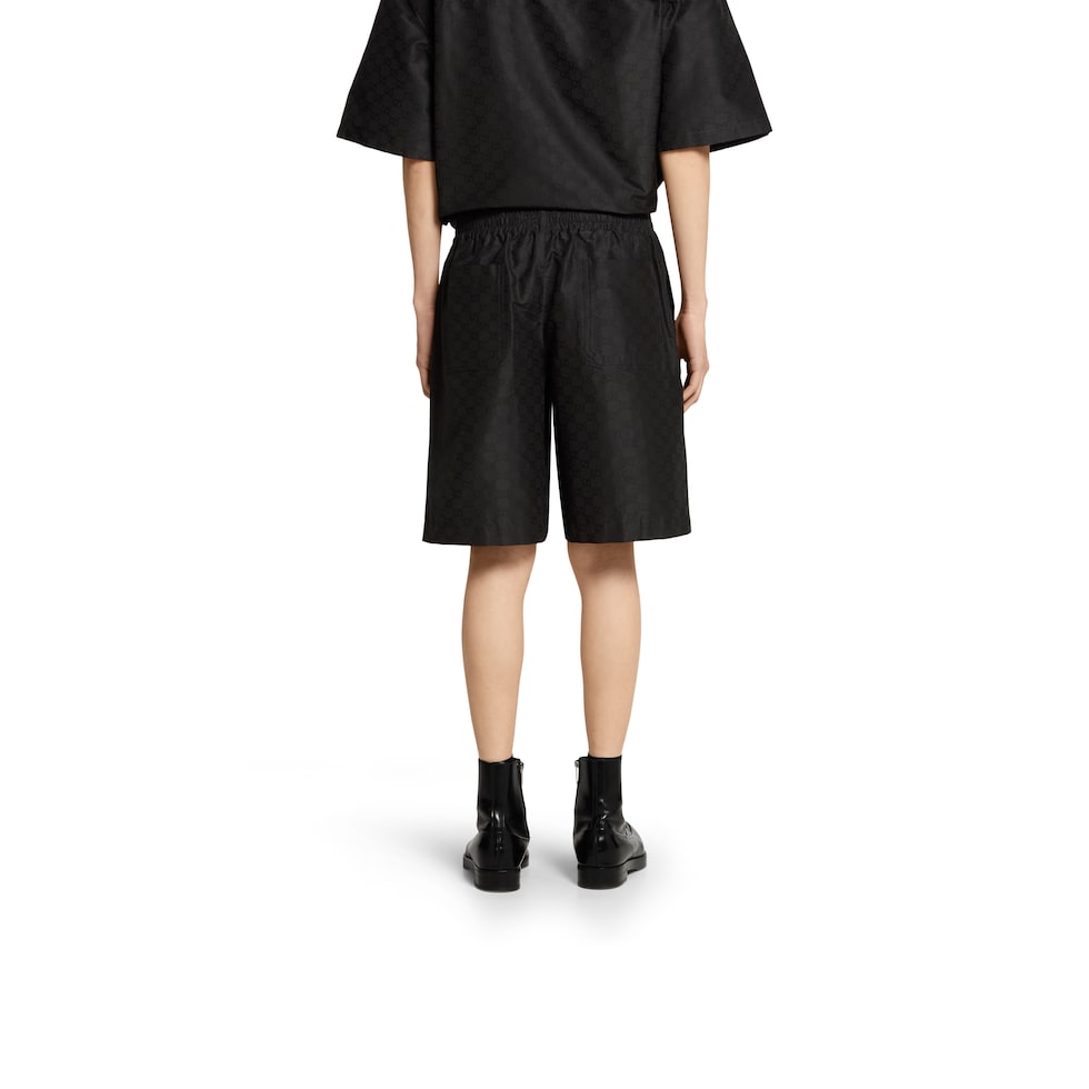 Cotton-silk GG faille short shorts in black | GUCCI® US