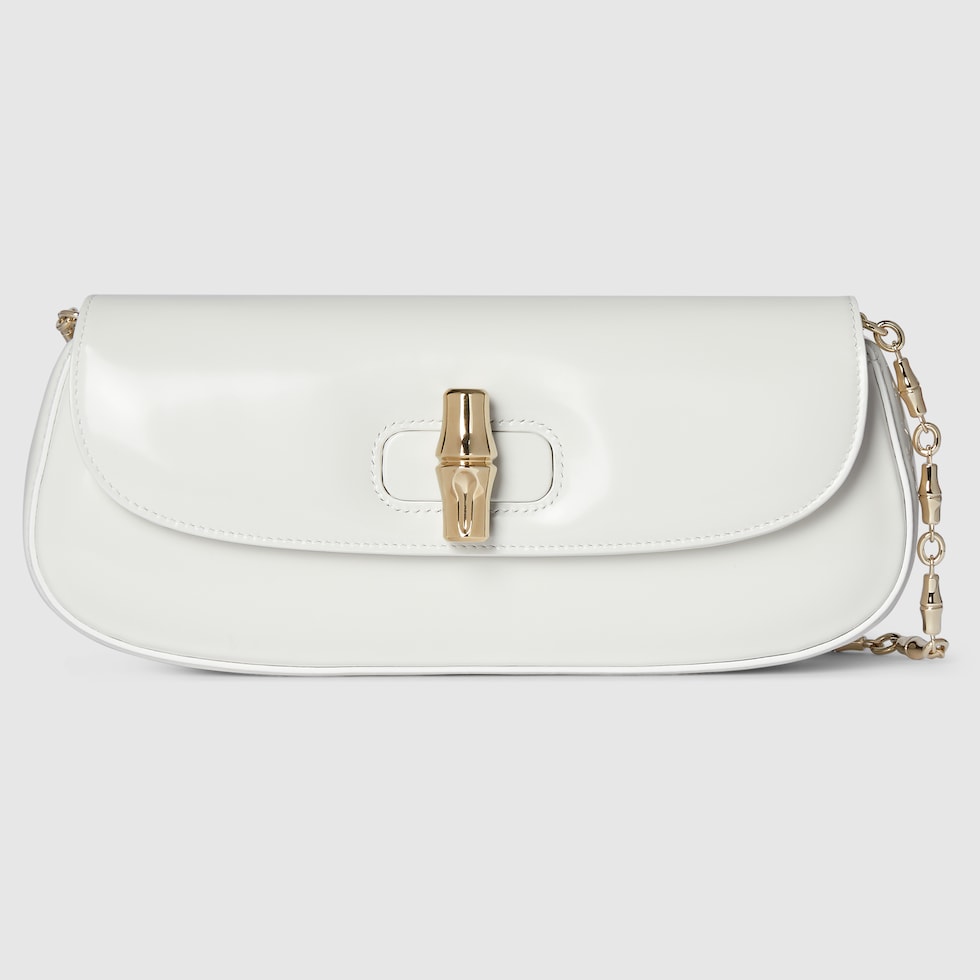 GUCCI バンブークラッチ Gucci Bamboo Night clutch in white leather | GUCCI® US