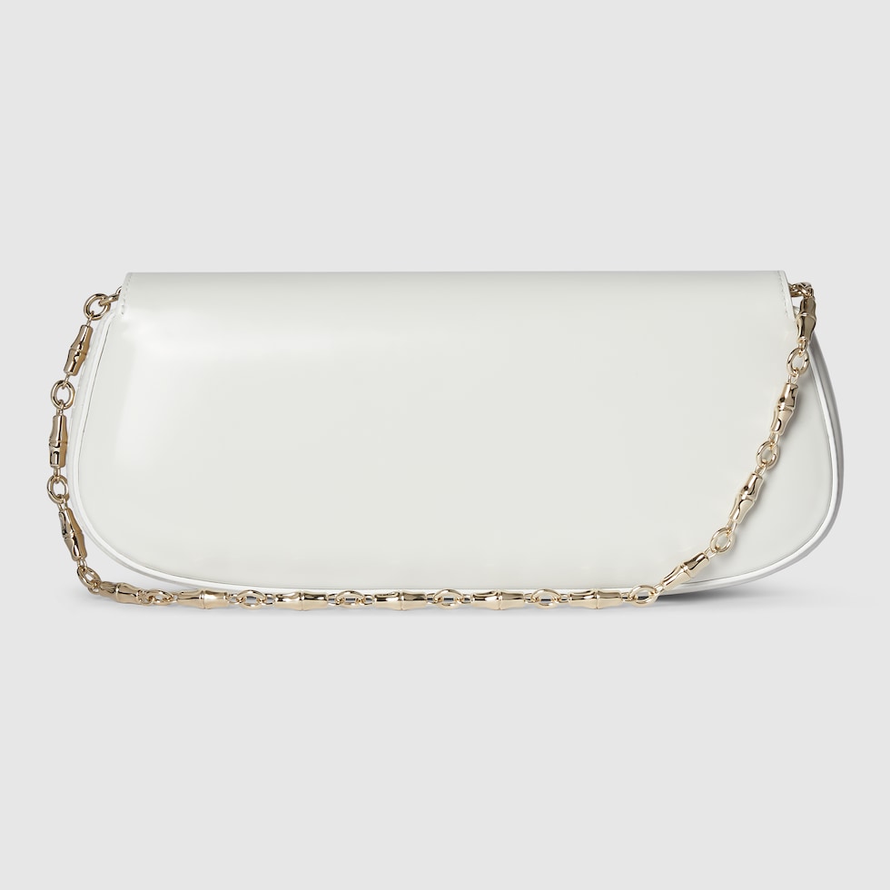 GUCCI ホワイトレザー バンブー グッチ バンブー ナイト〕クラッチ