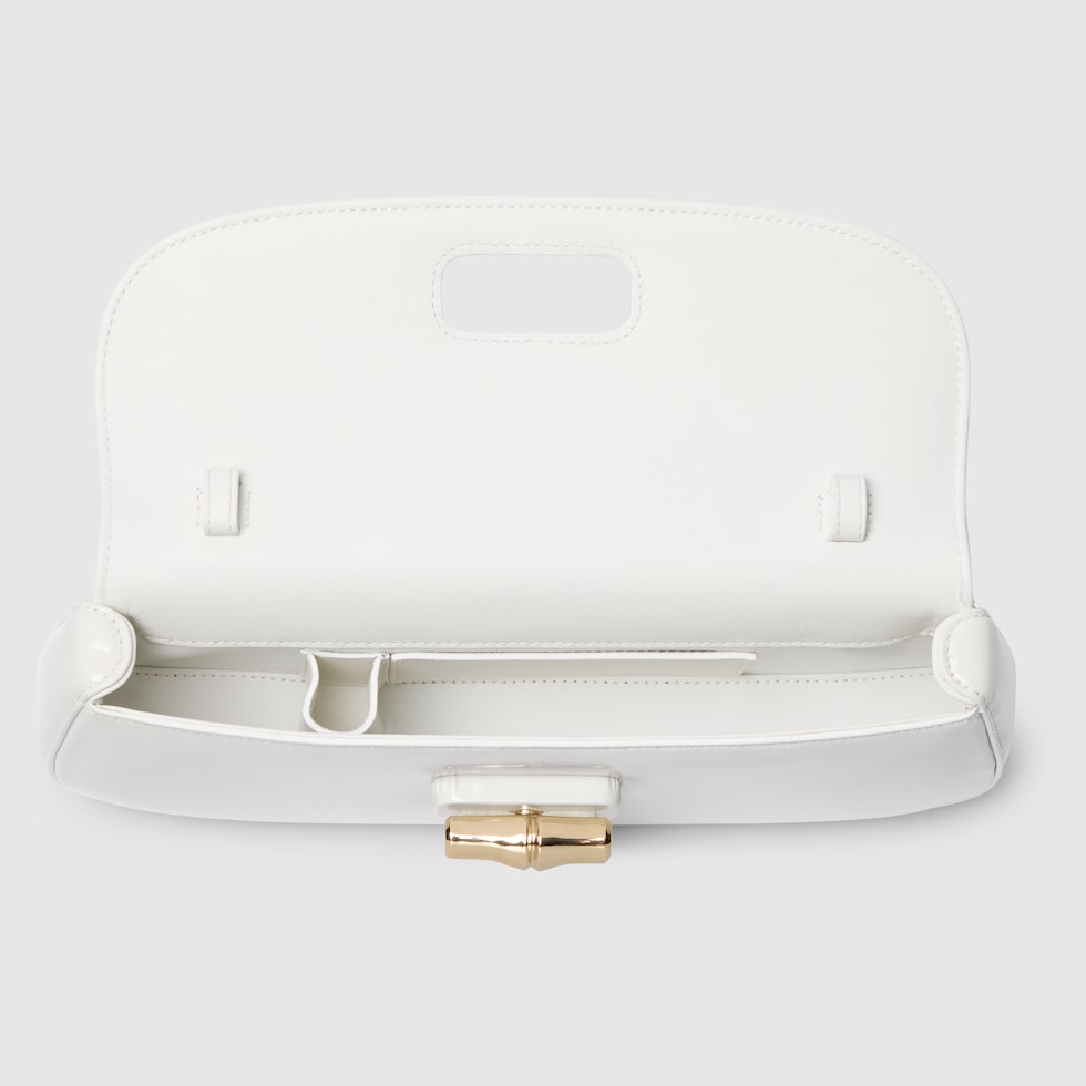 GUCCI バンブークラッチ Gucci Bamboo Night clutch in white leather | GUCCI® US