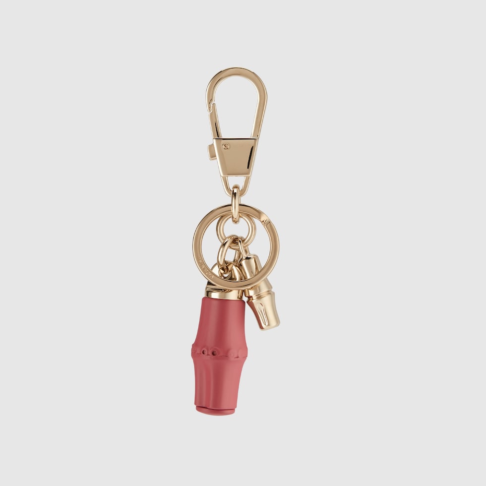 すぐ届く!GUCCI バンブー ディテール キーチェーン バンブー ディテール キーチェーンフューシャピンク
