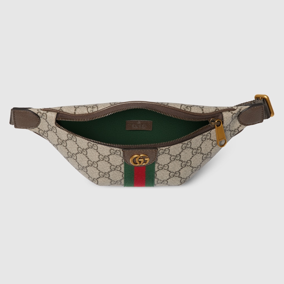 Ophidia small belt bag in beige and dark brown fabric | GUCCI® US