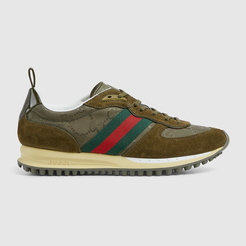 GG Men's Re-Motion Sneaker Olive Green Suede Calfskin 719293