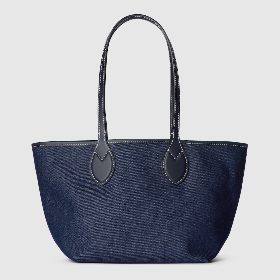 トートバッグ Gucci Denim Totissima Reversibile Shopping Bag Gucci Totissima small reversible tote in dark blue denim