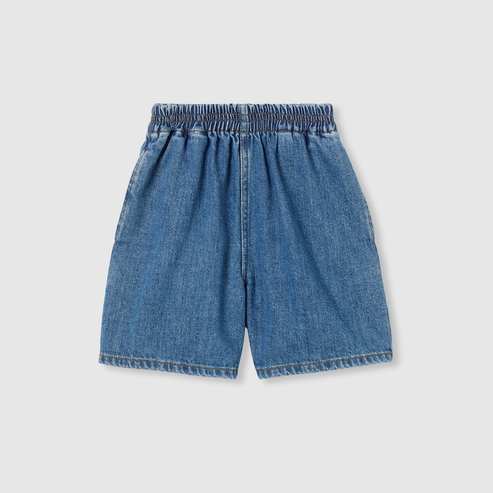 チルドレンズ〕レーザー デニム ショートパンツ ・ブルー | GUCCI公式