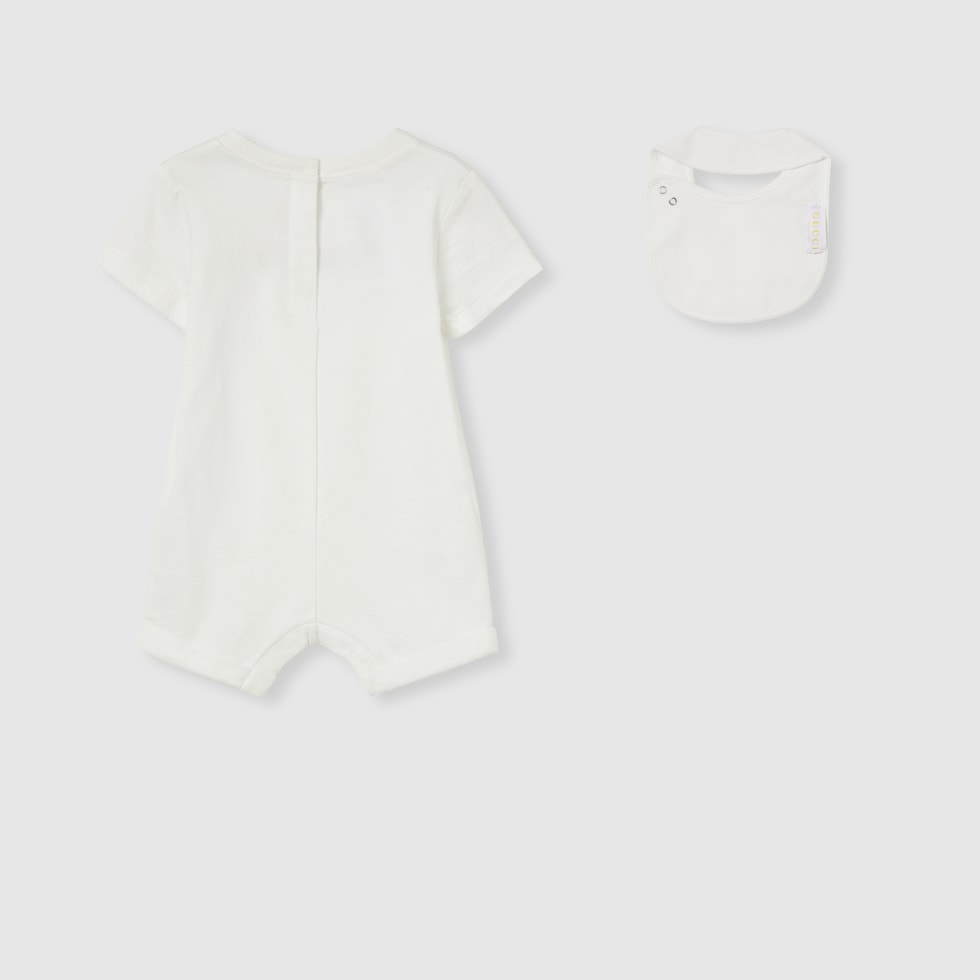 Baby cotton two-piece gift set in white | GUCCI® US