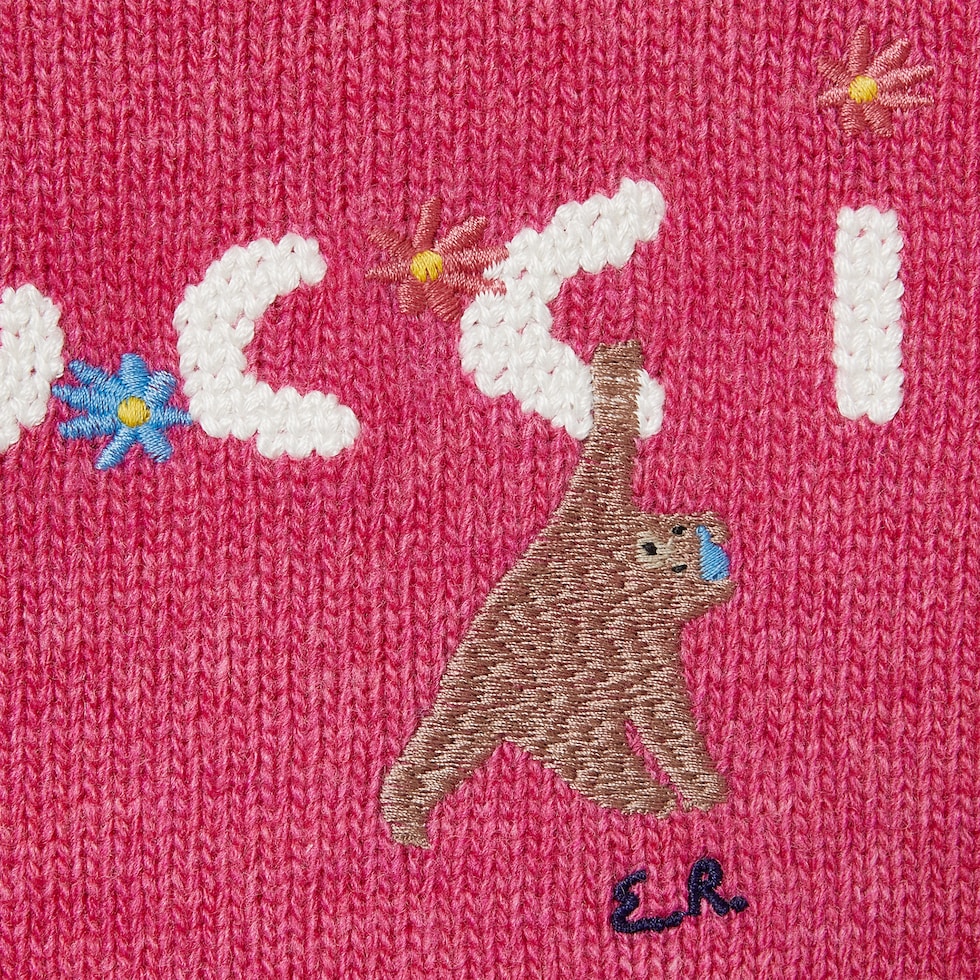 【GUCCI チルドレンズ】ウールセーター チルドレンズ〕エンブロイダリー ウール セーターピンク | GUCCI公式